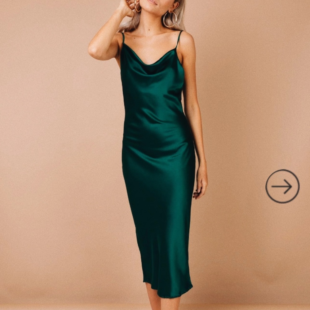 Silky Satin Forrest Green Betta Vanore Slip Dress